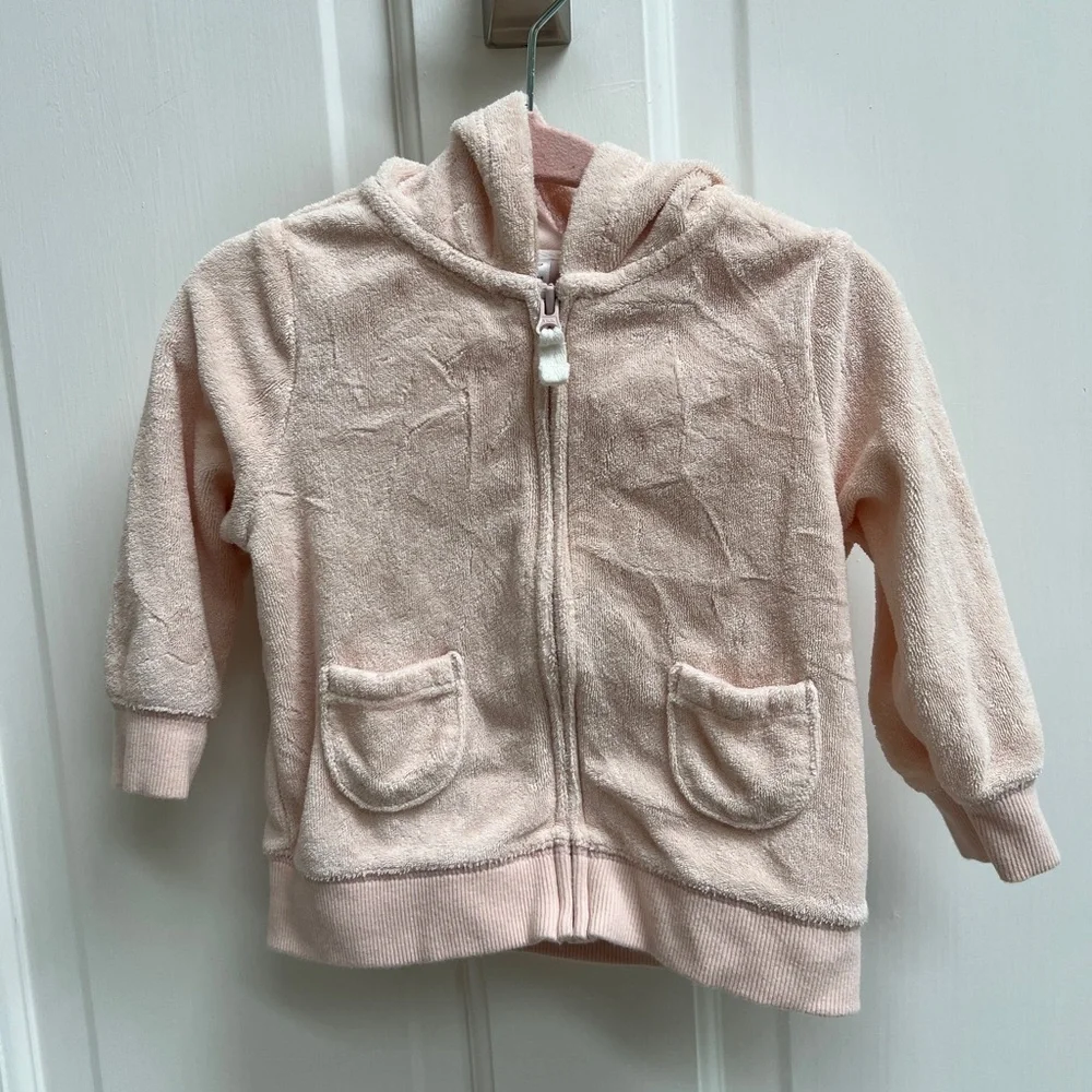 Carter’s 6M Light Pink Terrycloth Girls Bear Zip Up Hoodie Jacket